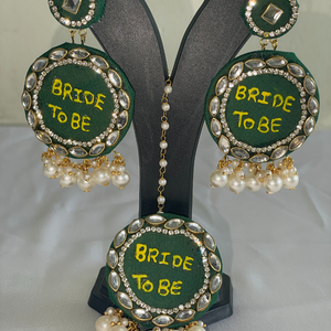 Green fabric bridle mehand special jewellery