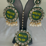 Green fabric bridle mehand special jewellery