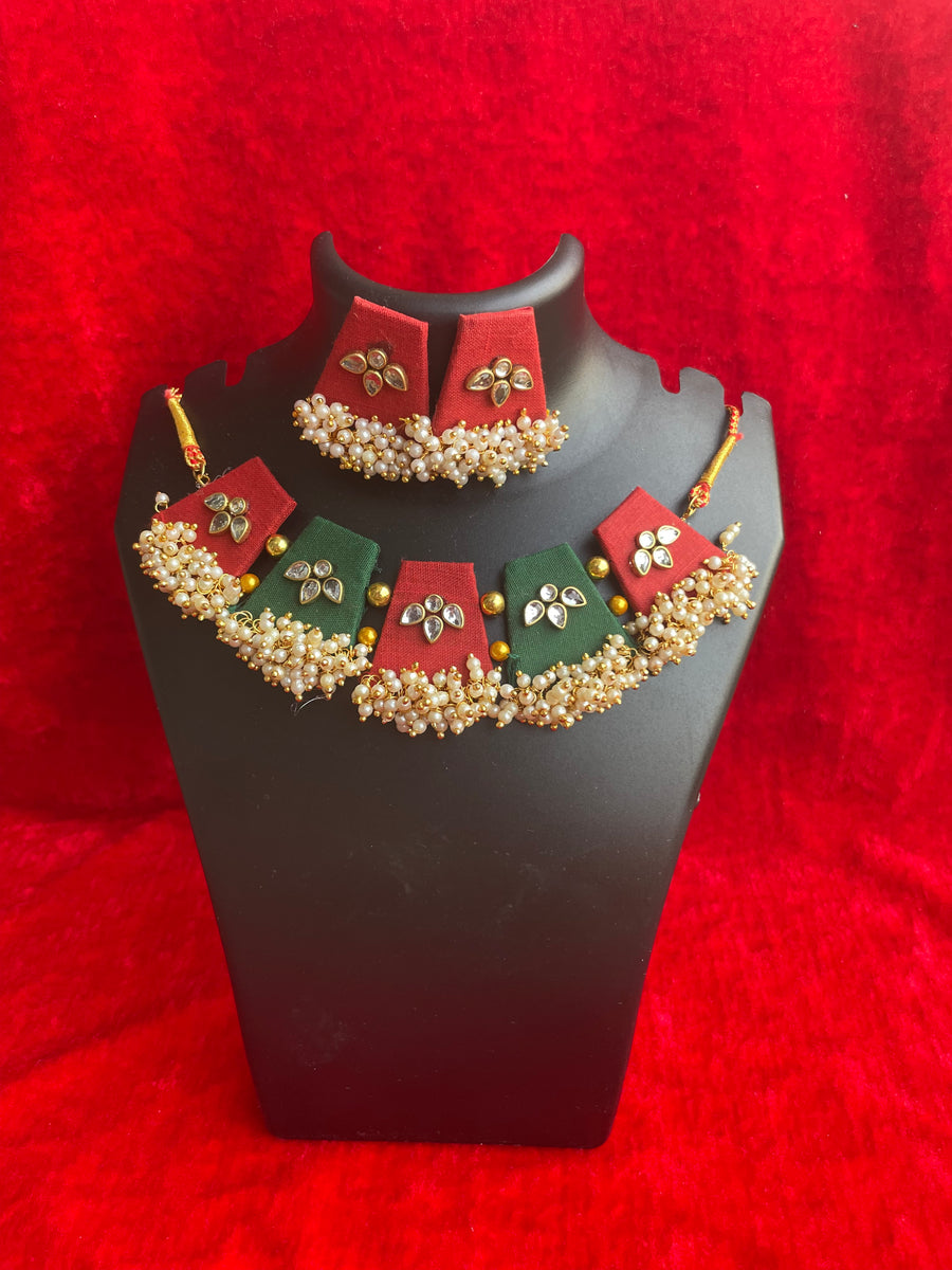 Red and Green fabric Jewellery