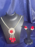 Red and Whit  Paper Flower Jewellery