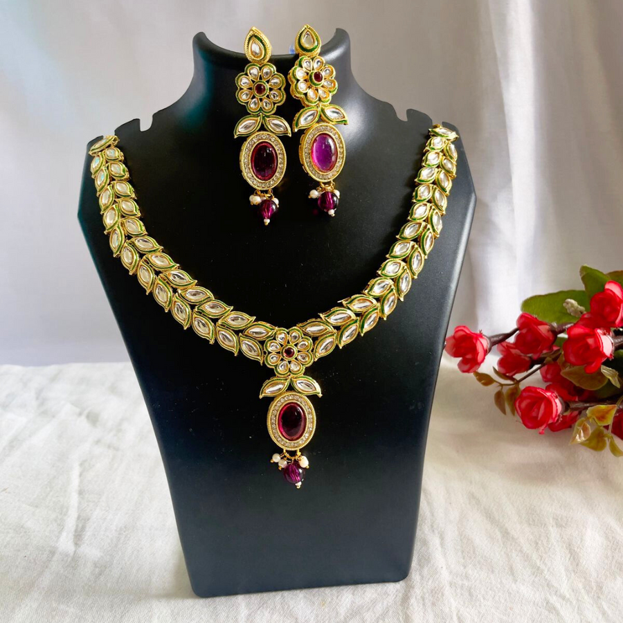 LEAF KUNDAN CHOKAR 2 LAYER