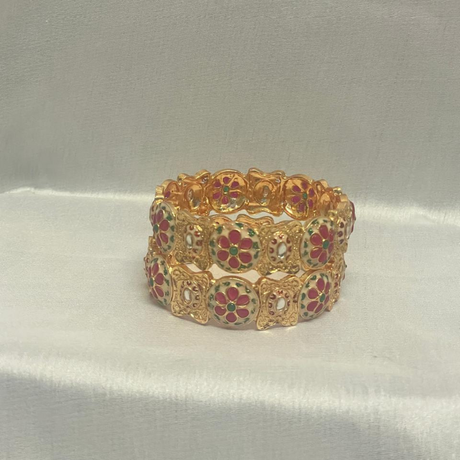 PINK FLOWER MENAKARI BANGLE