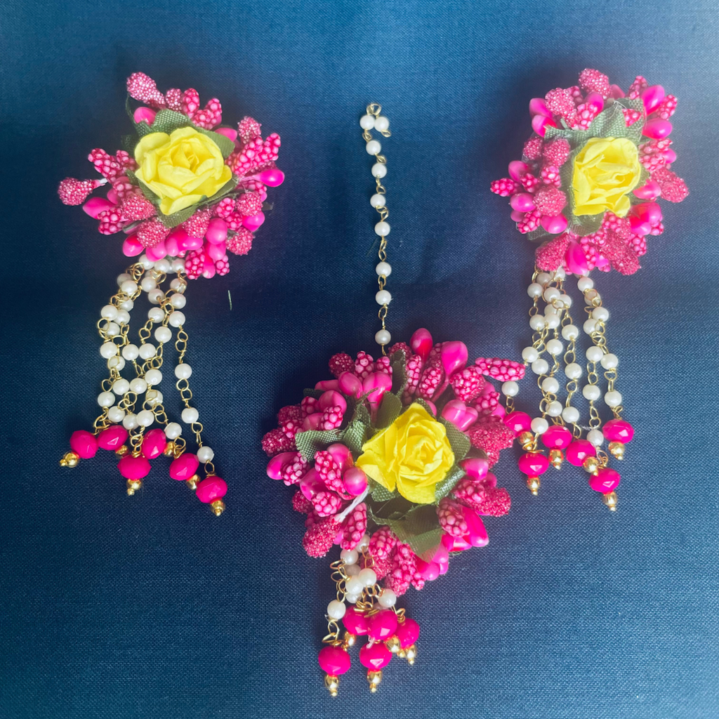 Yellow and pink flower jewellery