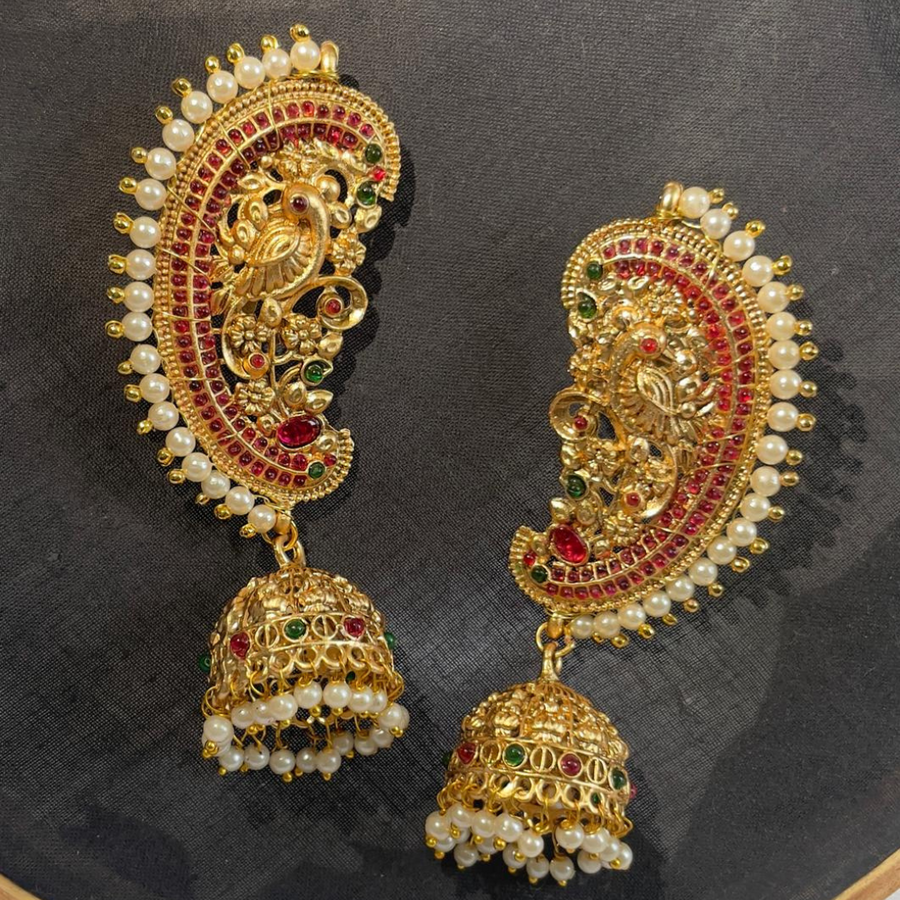 Karnphool jhumkis with Ear Cuff